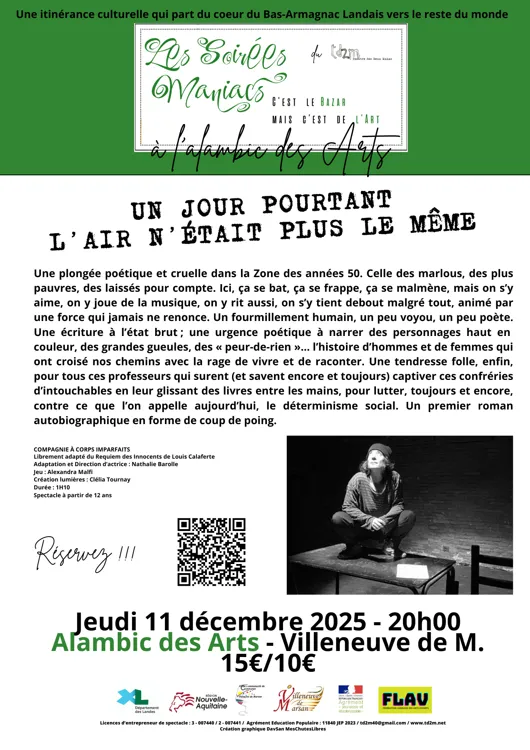 Le 11 décembre à l'Alambic des Arts. 20h